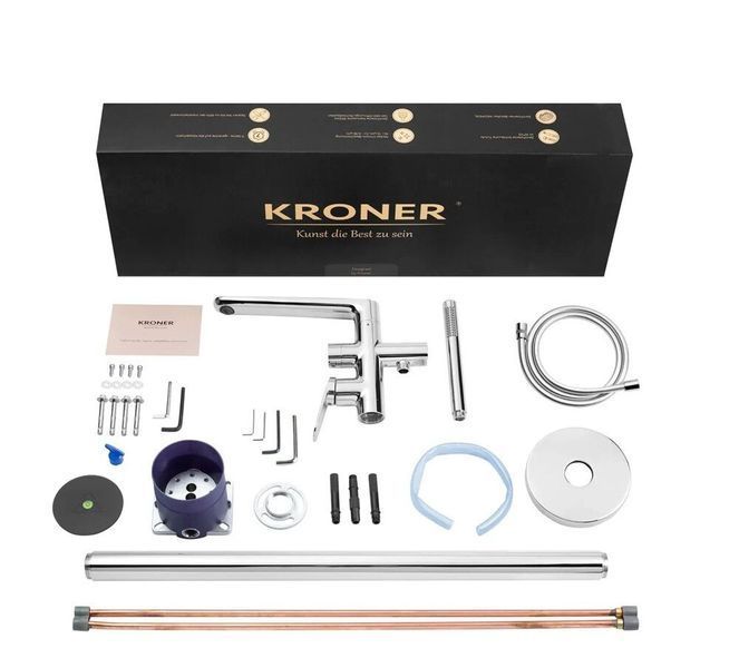 Преміальний підлоговий змішувач для ванни Kroner Element 211339-0101 хром з душовою лійкою (підлогова стійка у ванну) 211339-0101 фото
